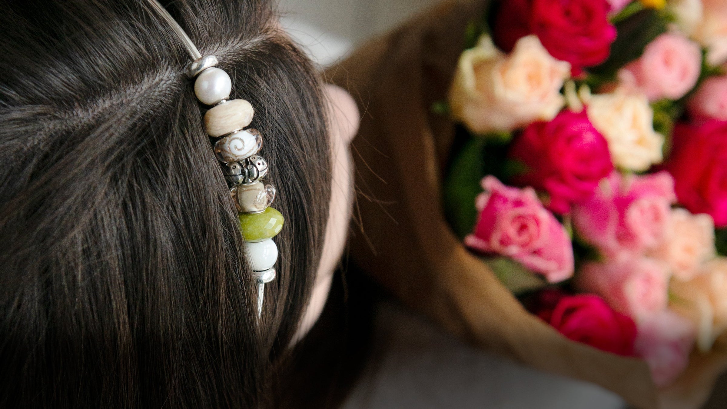 Alice band with jewelry beads in silver and small aventurine