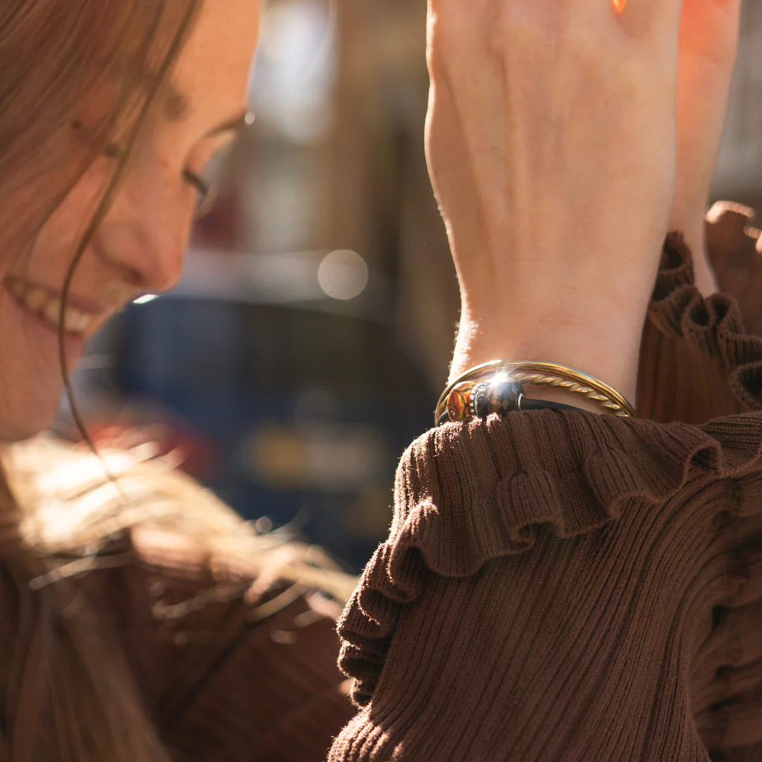 Amber Glow Radiance Leather Bracelet