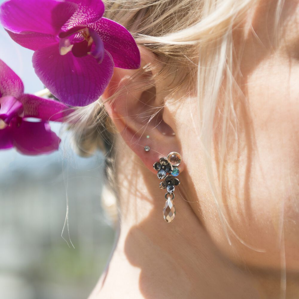 Flowers Asymmetrical Earrings